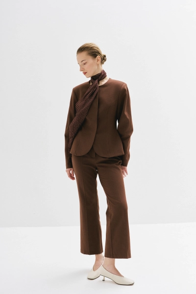 Жакет приталенный с О-рукавами Ricoco, цвет: коричневый, 7043/1 купить онлайн