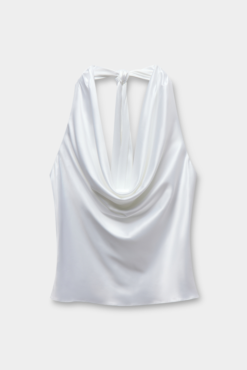 Топ из сатина с драпированным лифом