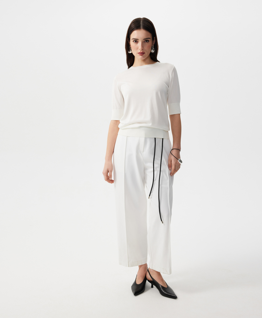 Брюки трикотажные средней посадки GLVR, цвет: белый, 126G21GAC5607 купить онлайн