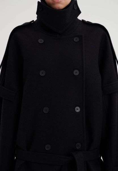 Пальто двубортное с поясом CHUBA, цвет: Черный,  купить онлайн