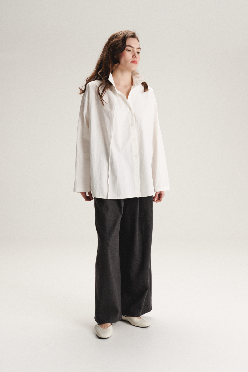 Рубашка хлопковая свободного кроя SAGAS, цвет: белый,  купить онлайн