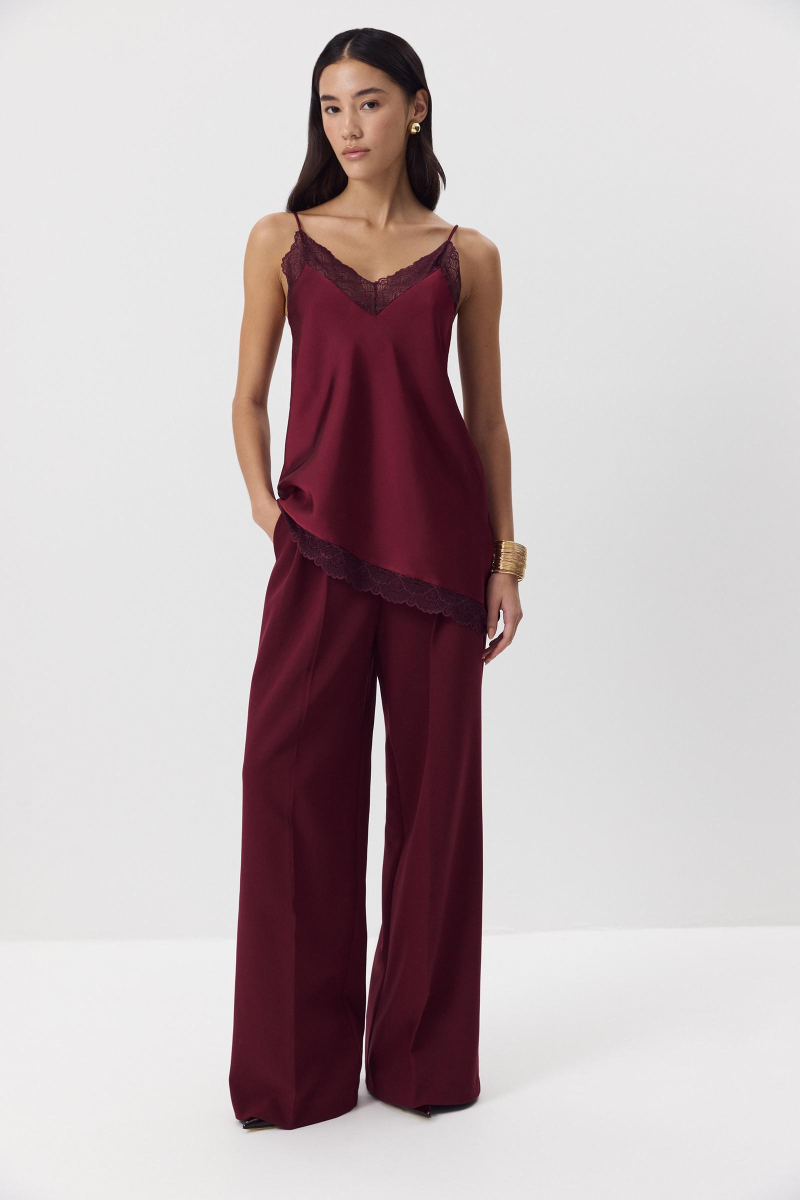 Топ с кружевом Charmstore, цвет: винный, 102-43060-451 купить онлайн Топ с кружевом Charmstore, цвет: винный, 102-43060-451 купить онлайн