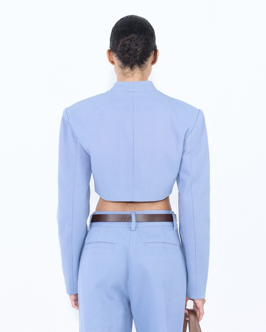 Жакет укороченный из канваса ASIA ST 71, цвет: синий, Ast71.jacket-crop-canvas-blue купить онлайн