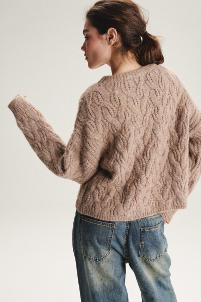 Джемпер прямой с косичками SAGAS, цвет: светло-коричневый, 3200205 купить онлайн Джемпер прямой с косичками SAGAS, цвет: светло-коричневый, 3200205 купить онлайн