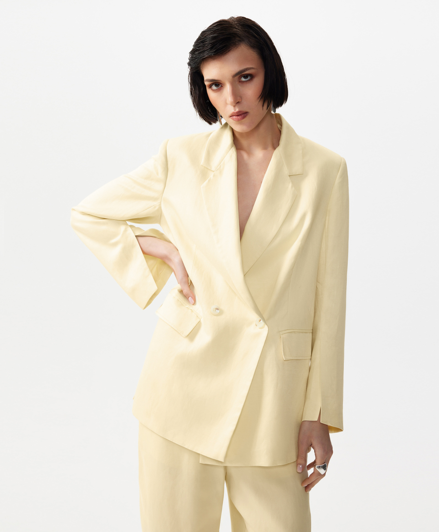 Пиджак двубортный свободной формы GLVR, цвет: Желтый, 126G24GAC4813 купить онлайн