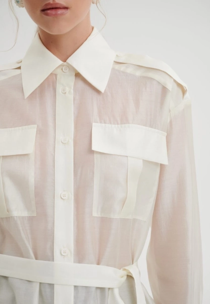 Рубашка свободного кроя с поясом CHUBA, цвет: белый,  купить онлайн