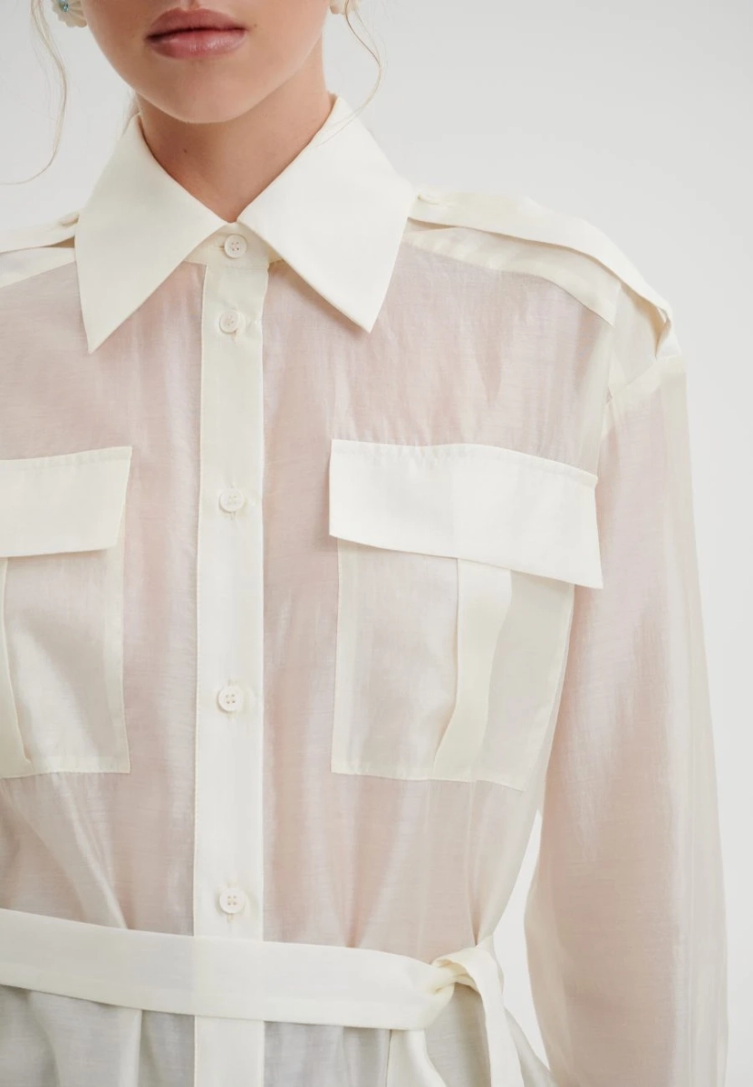 Рубашка свободного кроя с поясом CHUBA, цвет: белый,  купить онлайн