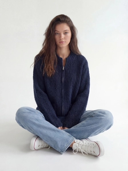 Кардиган на молнии SAGAS, цвет: синий, 260101 купить онлайн