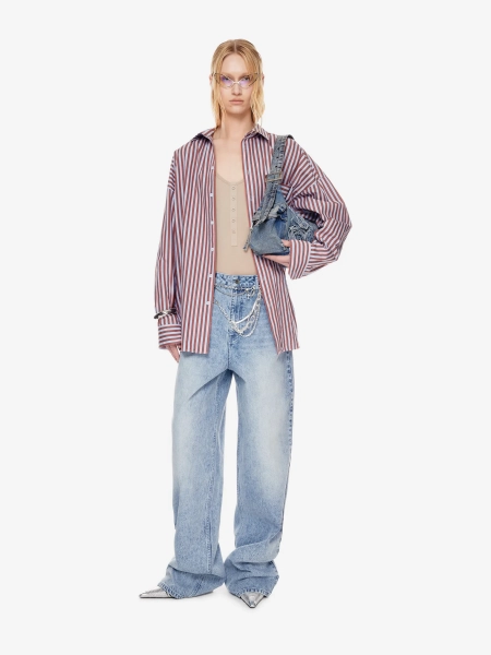 Широкие джинсы завышенной посадки POST POST SCRIPTUM, цвет: синий винтажный, 1048.10.00.BLU купить онлайн