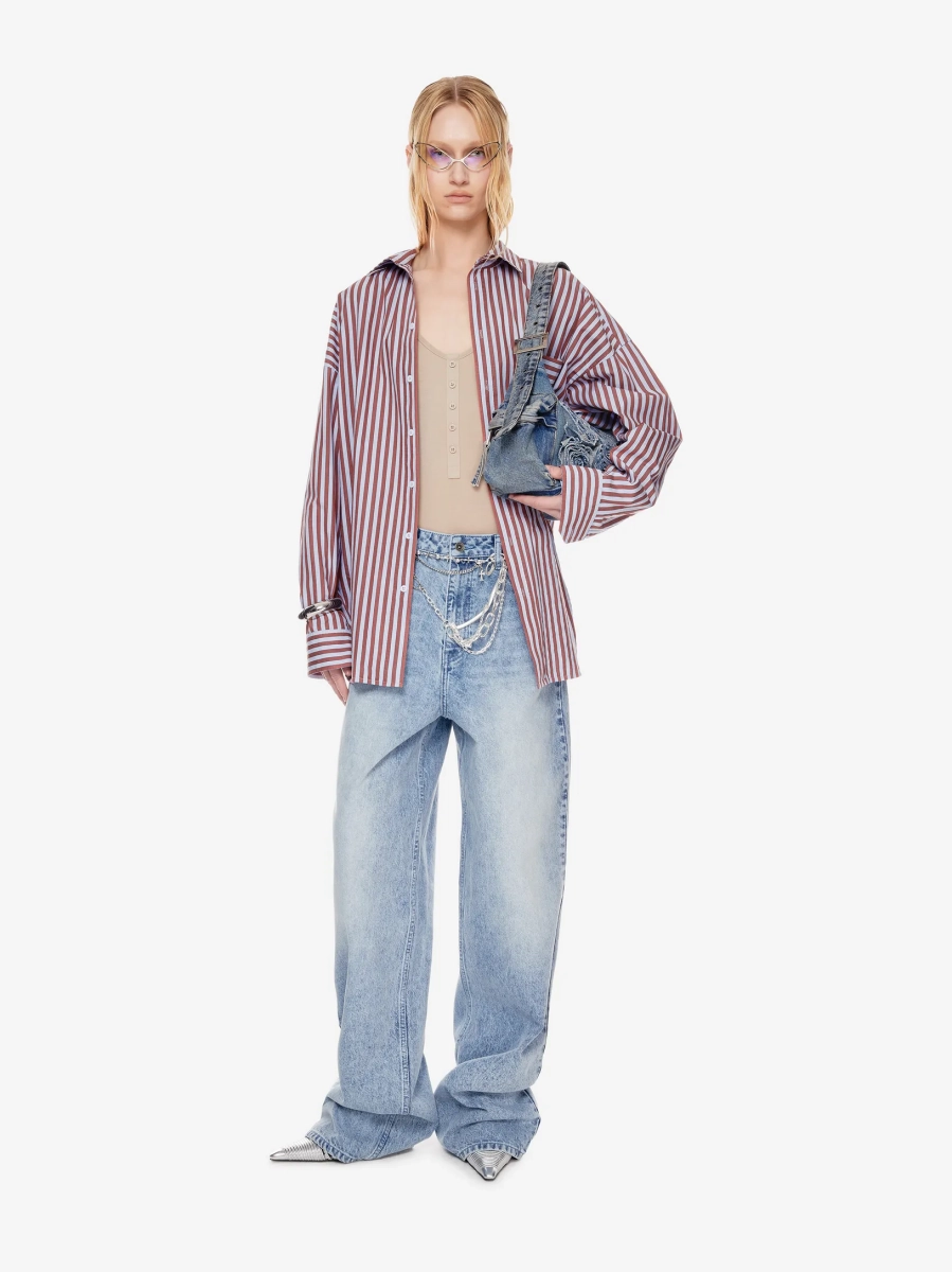 Широкие джинсы завышенной посадки POST POST SCRIPTUM, цвет: синий винтажный, 1048.10.00.BLU купить онлайн