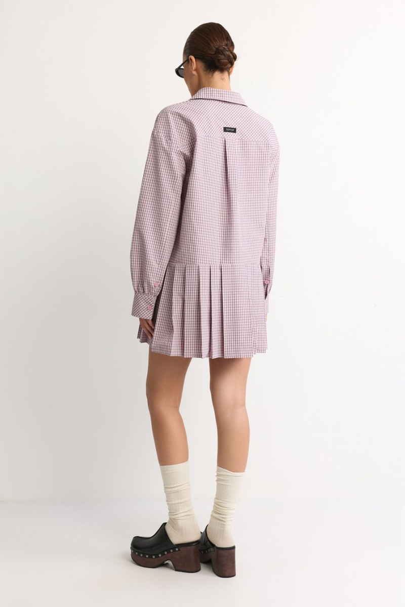 Платье-рубашка из смесового хлопка TOPTOP, цвет: розовый, TT.010.18007.301 купить онлайн