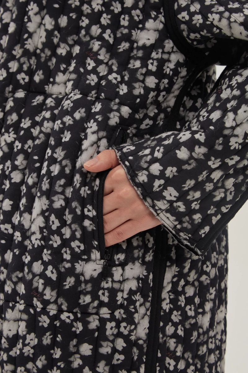 Пальто двухсторонее стеганное UNKE, цвет: Черный, 2601С00P_BL/FL купить онлайн