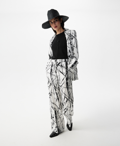 Брюки-палаццо средней посадки GLVR, цвет: белый, 126G21GAC6323 купить онлайн