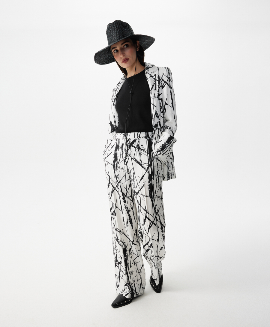 Брюки-палаццо средней посадки GLVR, цвет: белый, 126G21GAC6323 купить онлайн