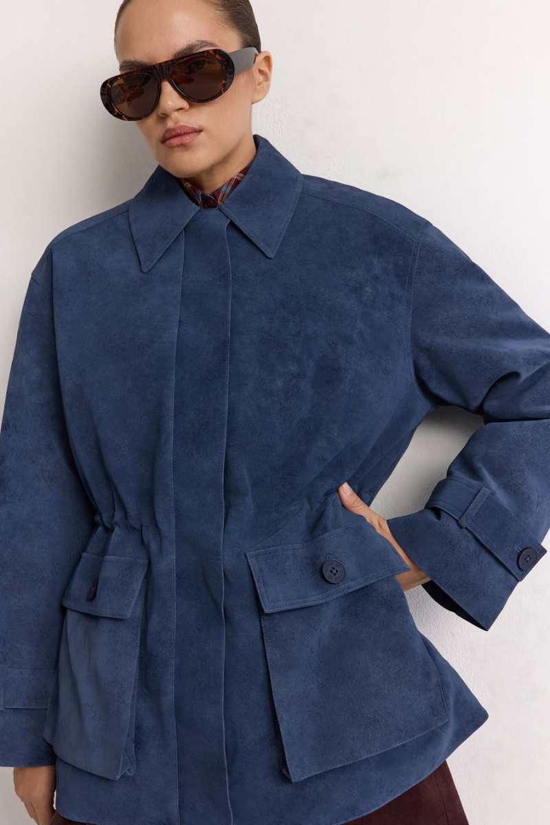 Утепленная куртка из экозамши TOPTOP, цвет: синий, TTS.040.17506.620 купить онлайн