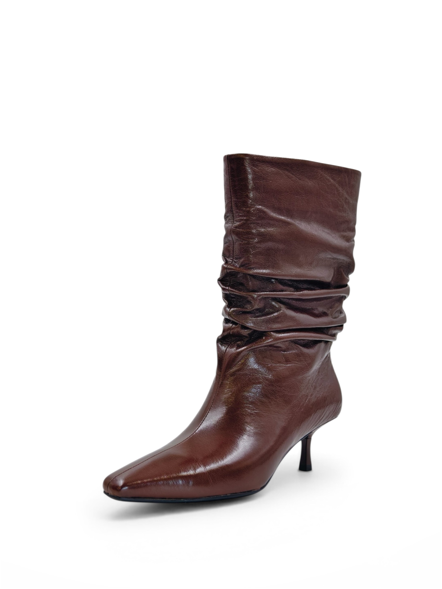 Сапоги демисезонные из натуральной кожи GRANDERA, цвет: коричневый  купить онлайн