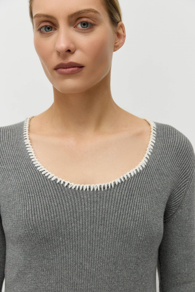 Джемпер в рубчик с ручной отделкой AROUND, цвет: серый, 219_120CA05 купить онлайн