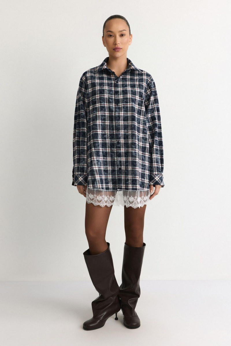 Рубашка с кружевом TOPTOP, цвет: синий, TT.021.18502.621 купить онлайн