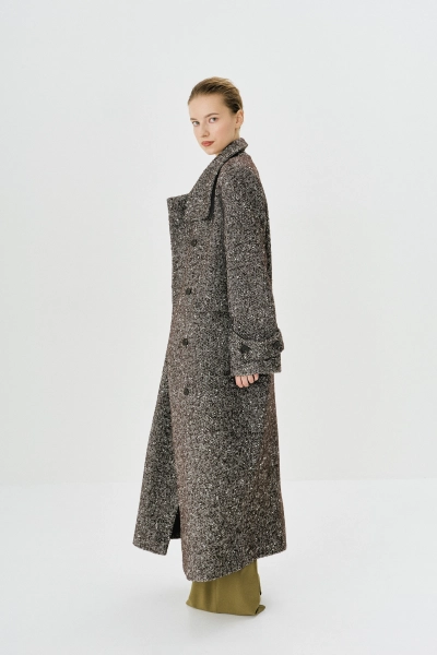 Пальто с высоким воротником макси длины Ricoco, цвет: коричневый, 7047/1 купить онлайн
