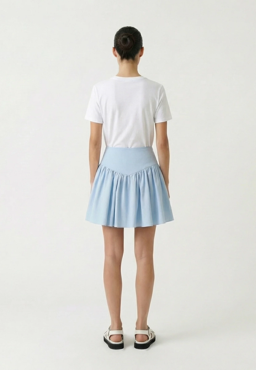 Юбка мини изо льна со сборками REFERT, цвет: голубой, 07-3890/2-2511 купить онлайн