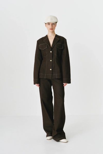 Жакет из сырого денима Ricoco, цвет: коричневый, 5072/5 купить онлайн