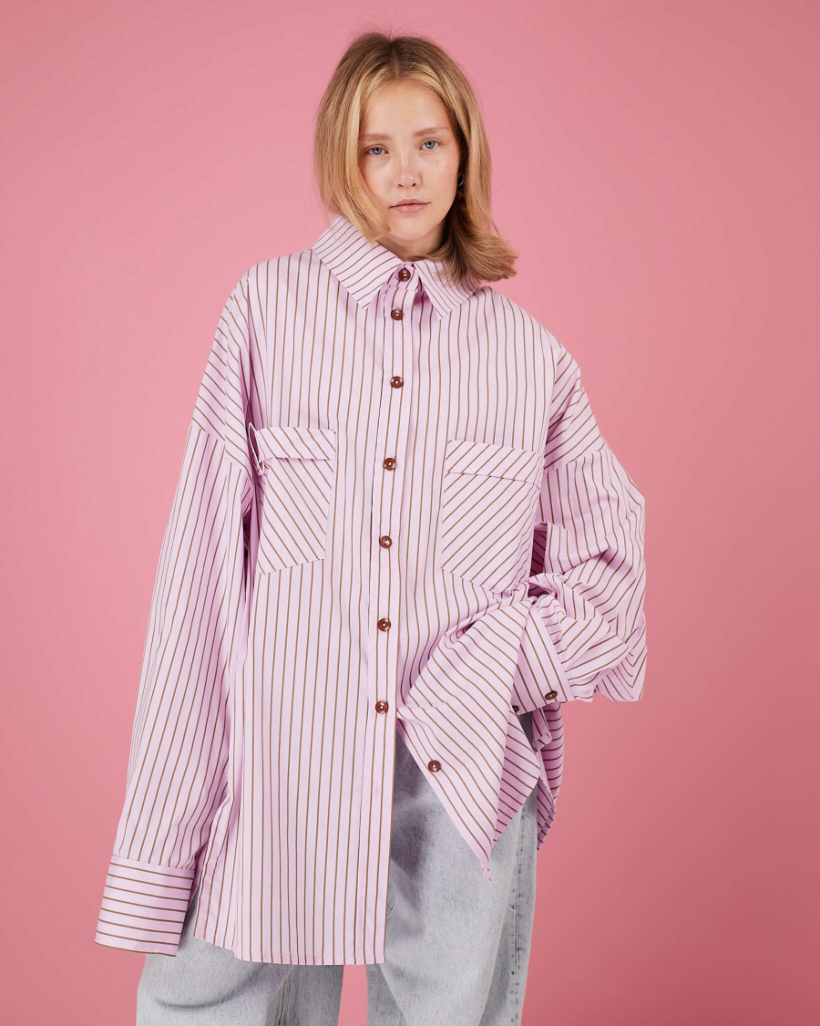 Рубашка макси оверсайз #19 TABOO, цвет: розовый, Rub19 купить онлайн