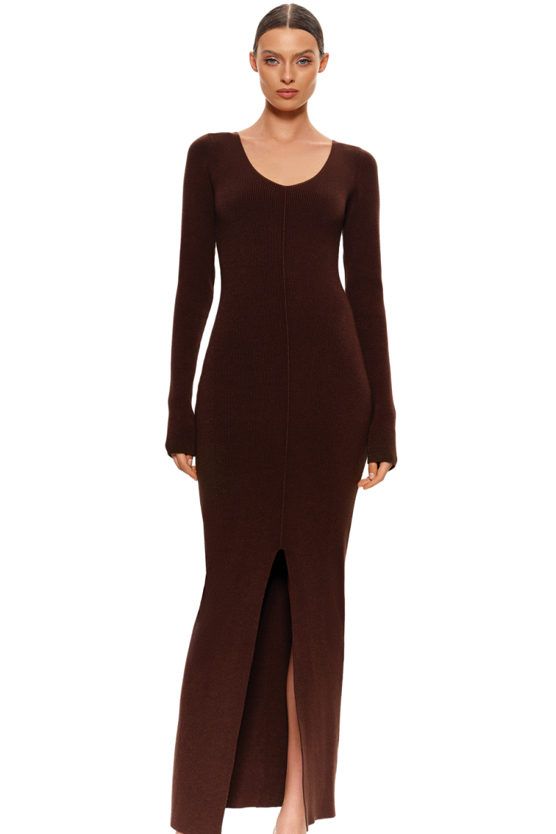 Платье вязаное SODAMODA, цвет: темный шоколад, 12245 купить онлайн
