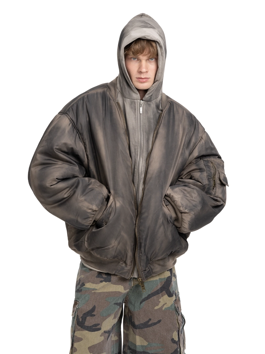 Бомбер с капюшоном ABC, цвет: серый, 00-293 купить онлайн