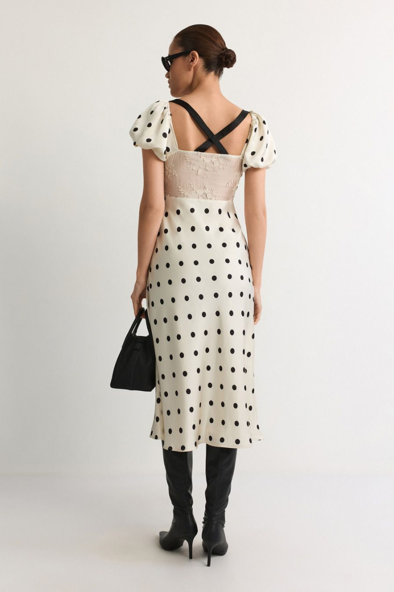 Платье с принтом «горох» TOPTOP, цвет: белый, TT.011.18642.121 купить онлайн