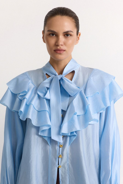 Блуза с воланами TOPTOP, цвет: голубой, TTS.020.17360.600 купить онлайн