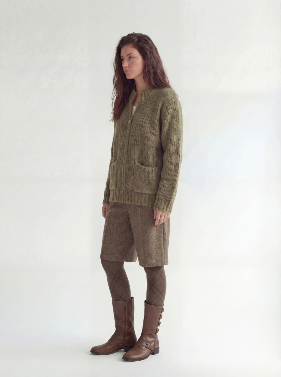 Кардиган на молнии SAGAS, цвет: зеленый, 260102 купить онлайн