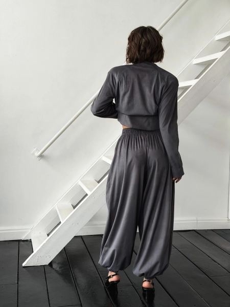 Брюки из замши GARCHIT, цвет: серый, GARZamBrGr купить онлайн