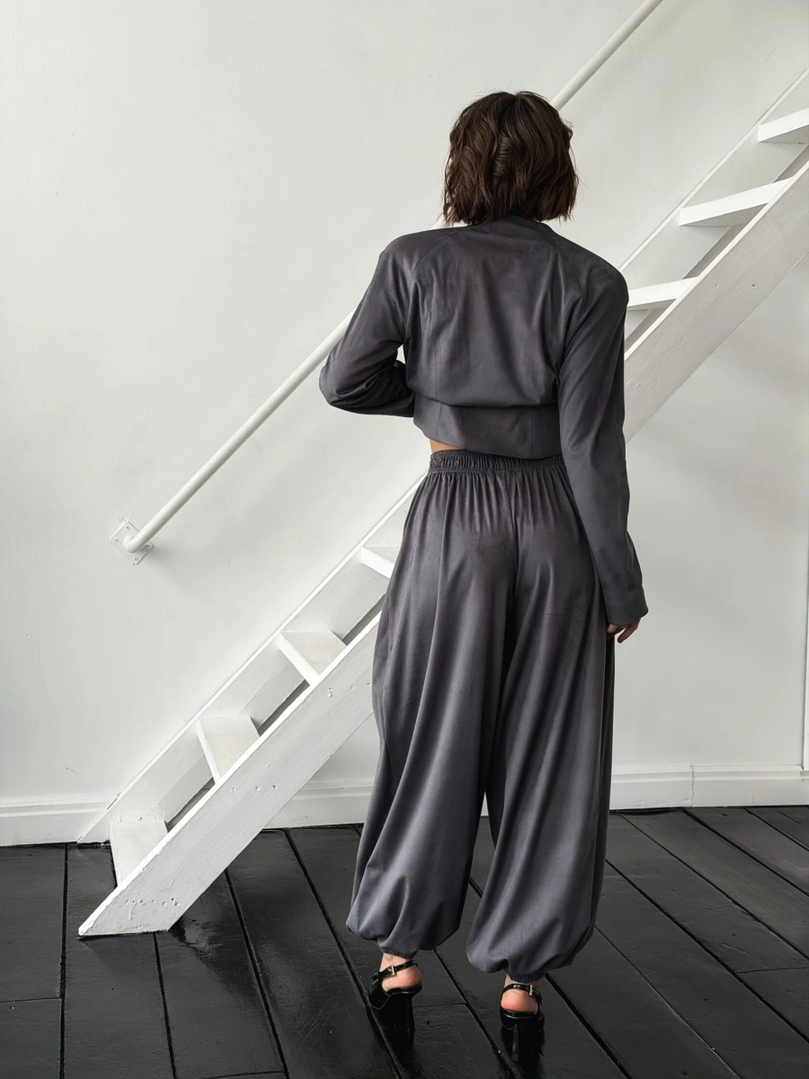 Брюки из замши GARCHIT, цвет: серый, GARZamBrGr купить онлайн