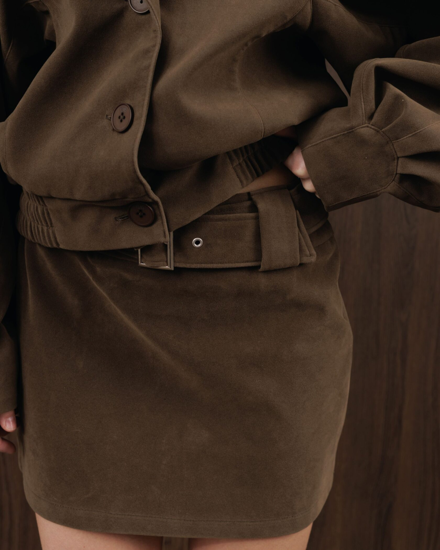 Замшевая юбка YONSRU, цвет: коричневый,  купить онлайн