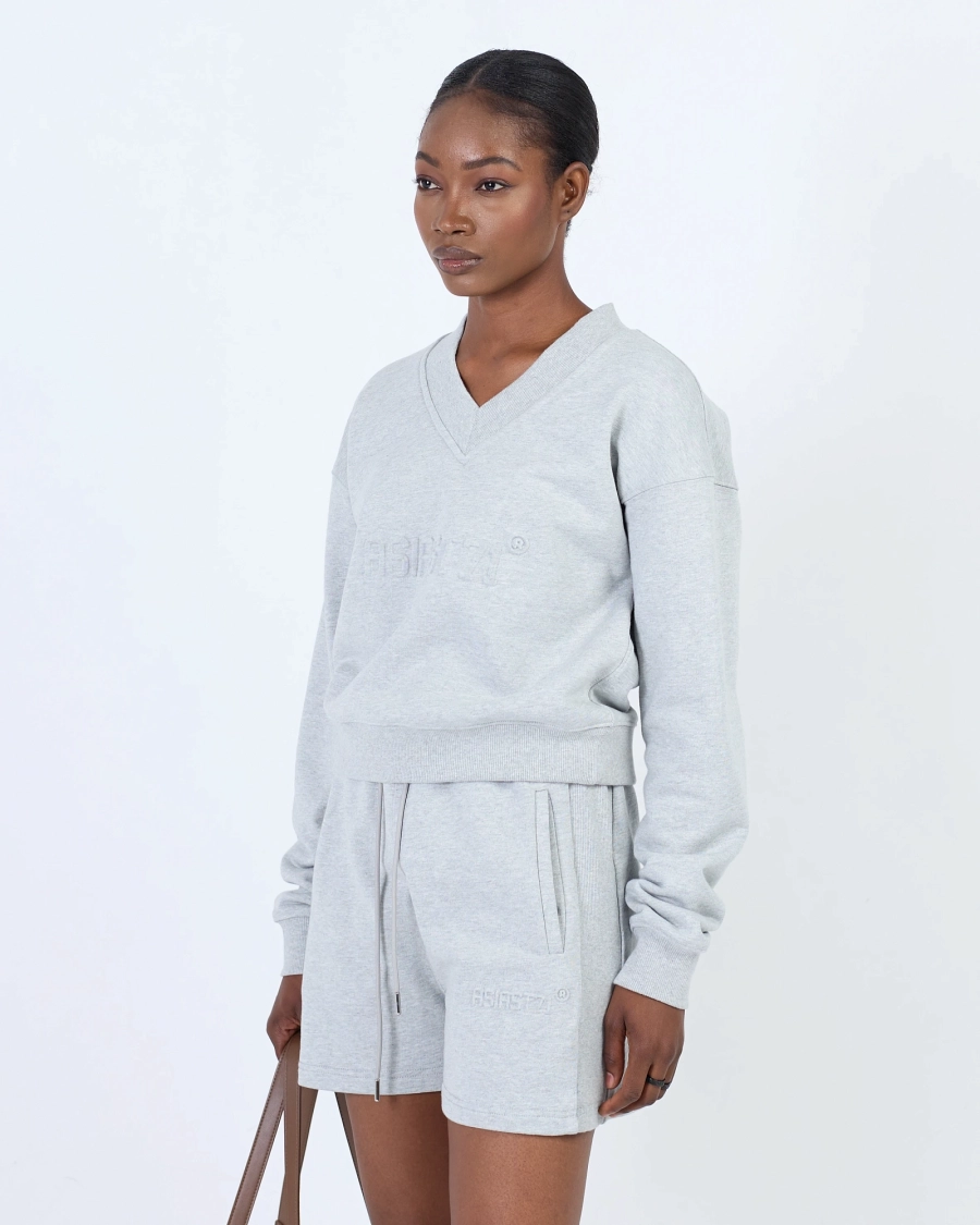 Свитшот укороченный с тиснением ASIA ST 71, цвет: серый, Ast71.swt-emboss-crop-grey купить онлайн