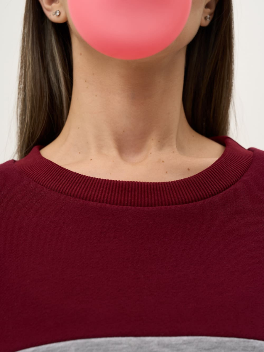 Свитшот с цветными вставками ONSI, цвет: Бордовый,  купить онлайн