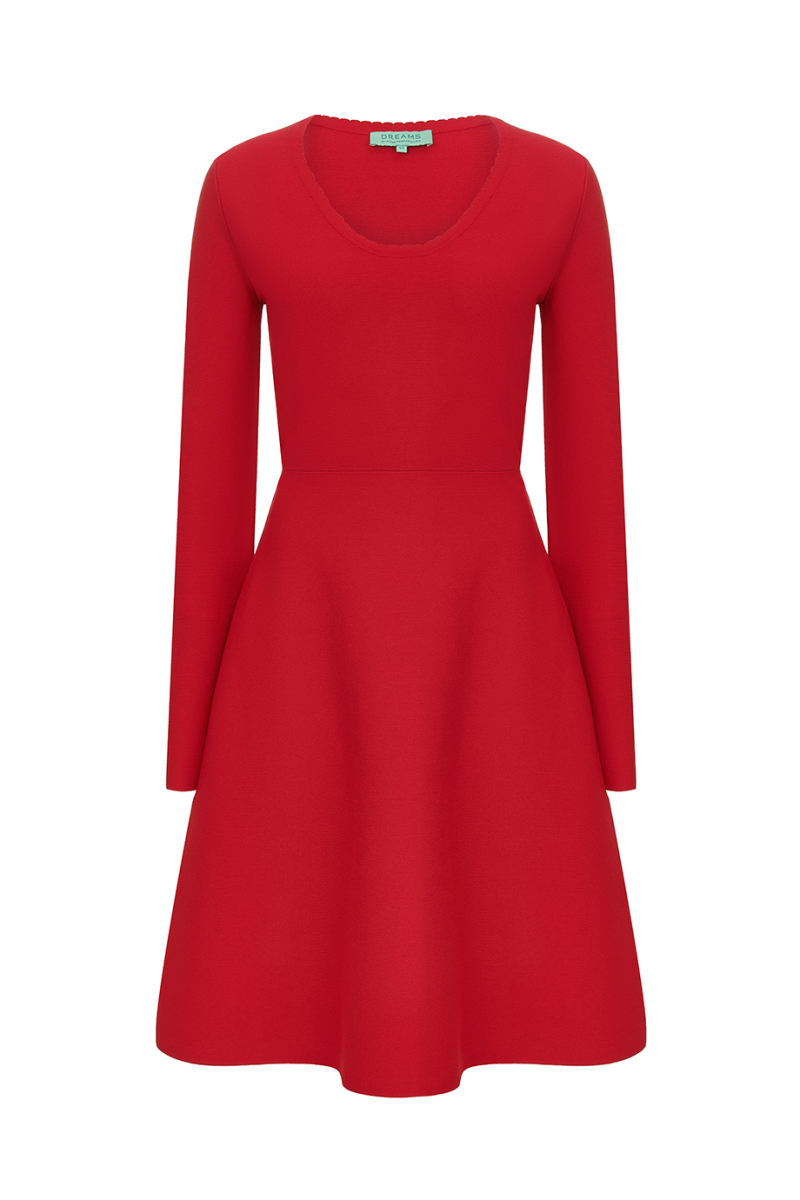 Платье вязаное с рукавом-клеш DREAMS BY ALENA AKHMADULLINA, цвет: красный, 225104070304139/105000 купить онлайн