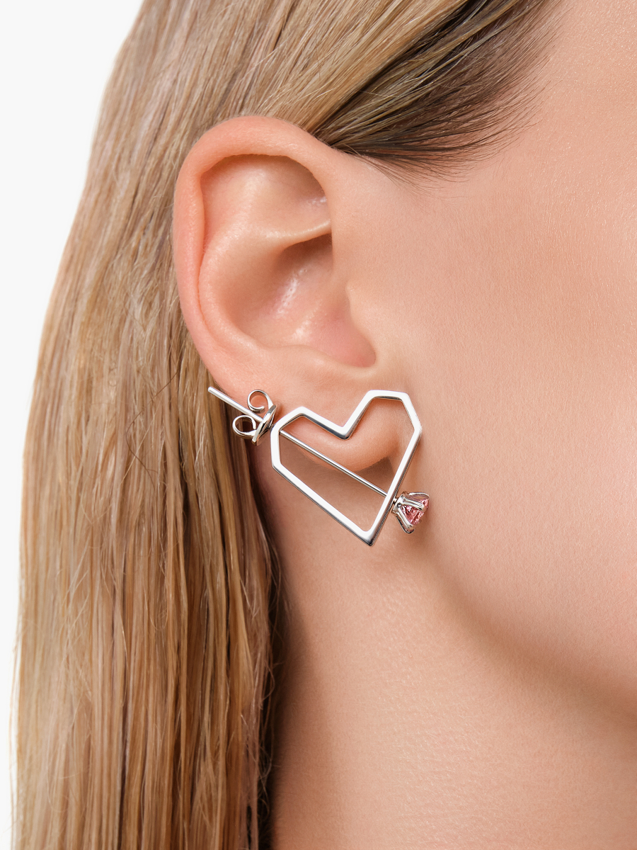 Моносерьга-пусета RUSHEV, цвет: Серебряный, RSHV_VLV_HRTP купить онлайн