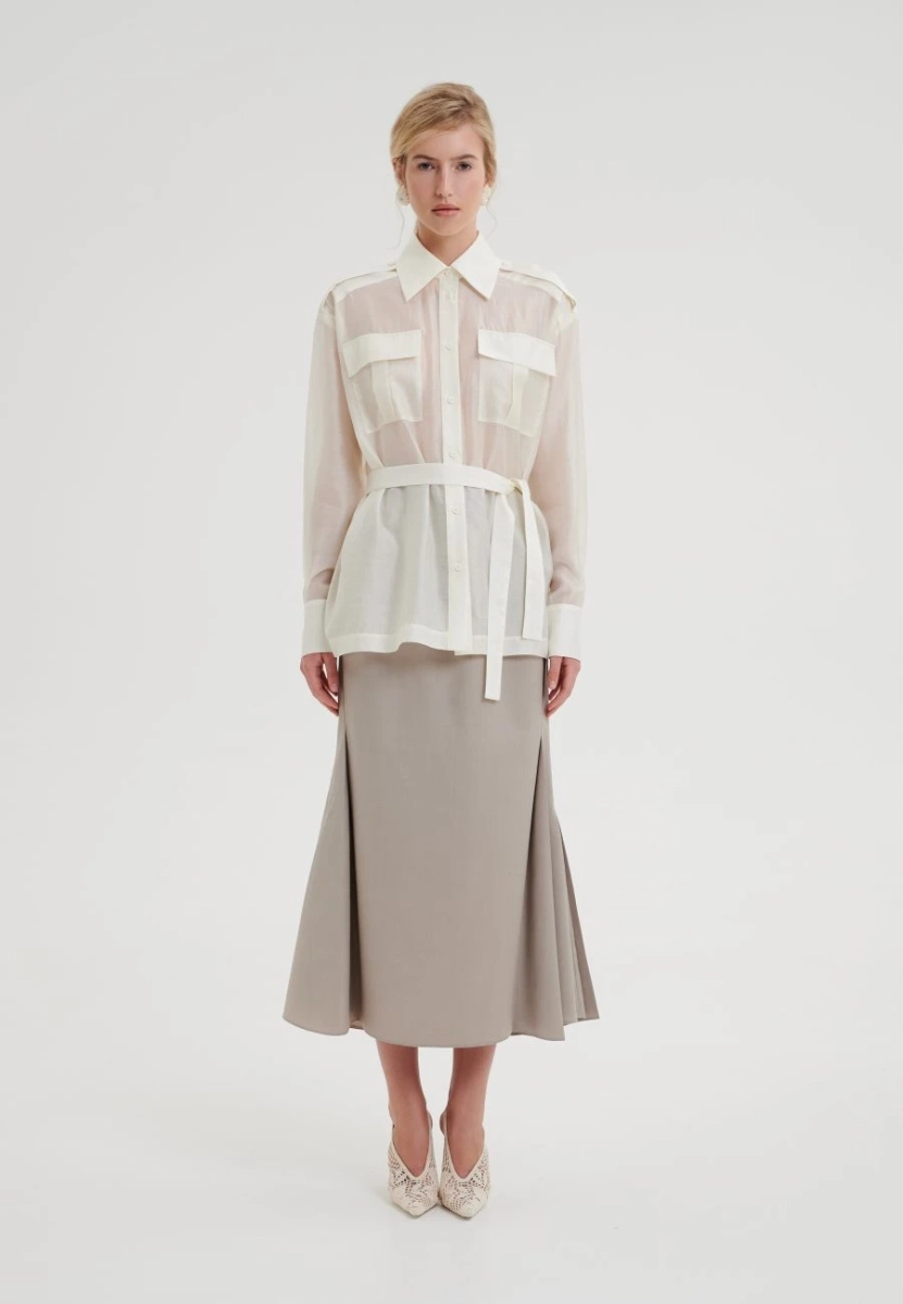 Рубашка свободного кроя с поясом CHUBA, цвет: белый,  купить онлайн