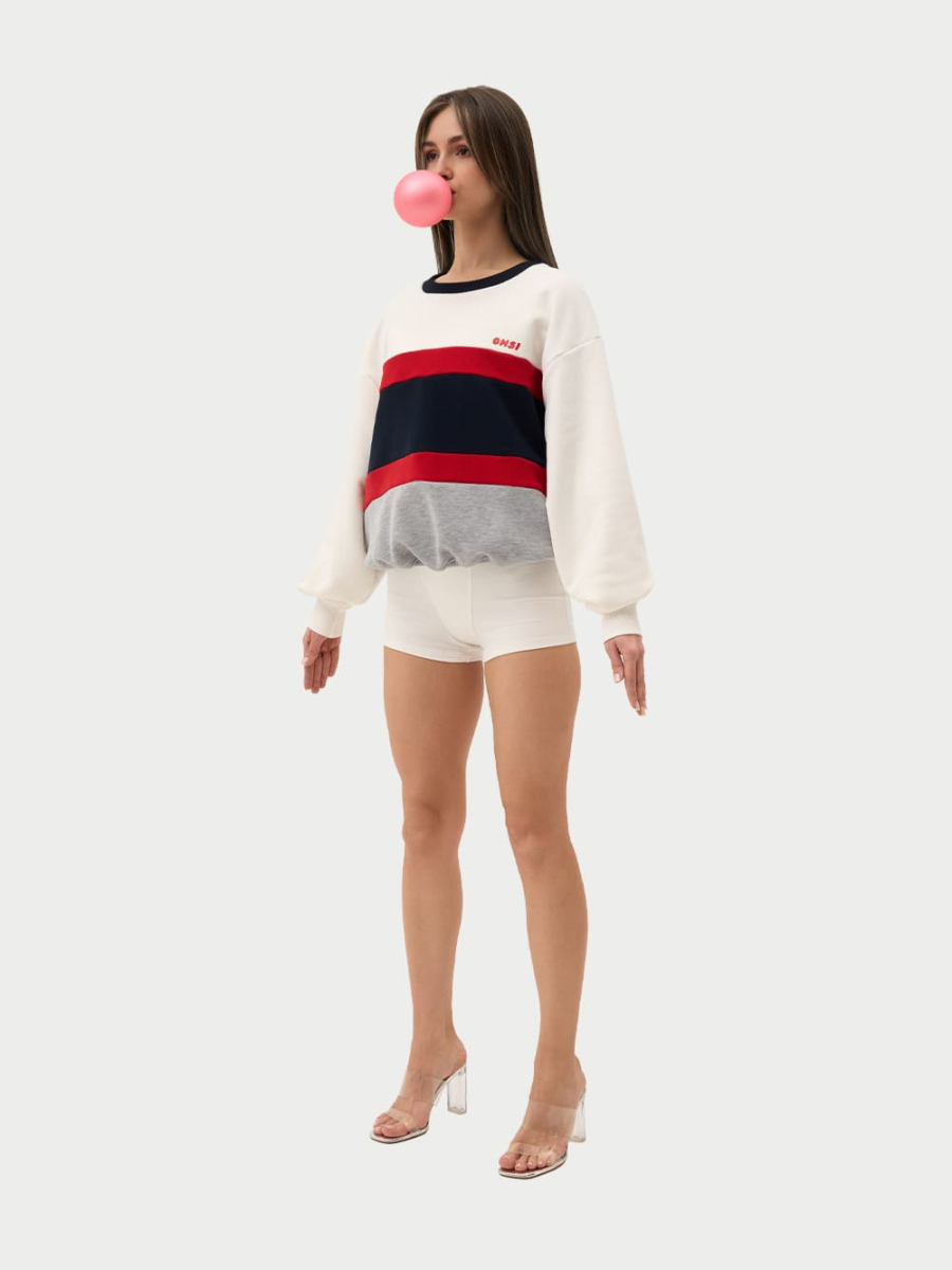 Свитшот с цветными вставками ONSI, цвет: белый,  купить онлайн