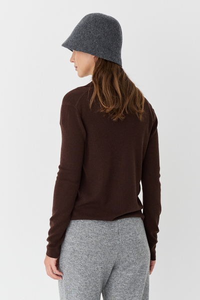 Кардиган с шерстью мериноса гладкой вязки Ricoco, цвет: шоколадный, 6091/1 купить онлайн