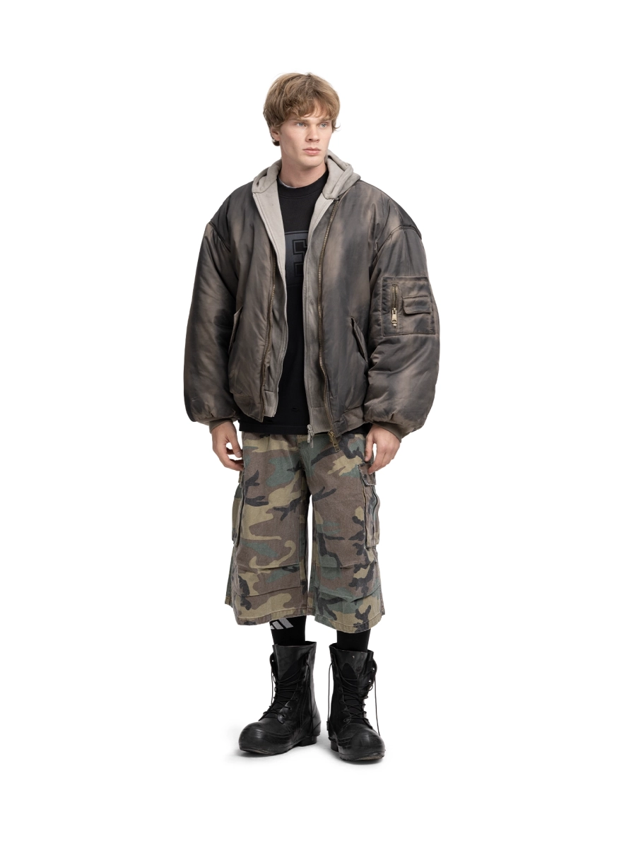 Бомбер с капюшоном ABC, цвет: серый, 00-293 купить онлайн