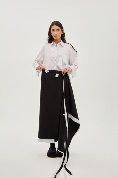 Юбка фартук миди UNKE, цвет: Черный, 2601SK002T_BL купить онлайн