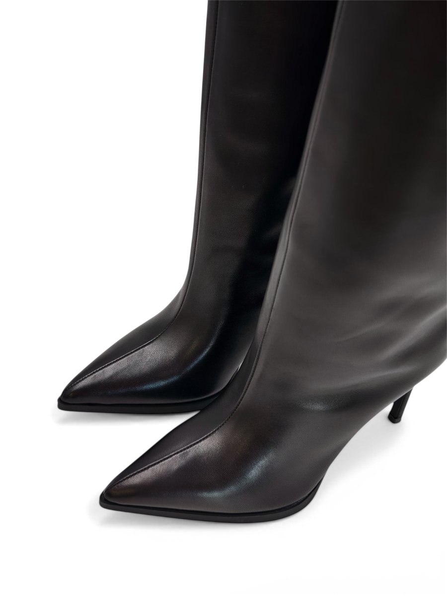 Сапоги демисезонные из натуральной кожи GRANDERA, цвет: Черный  купить онлайн