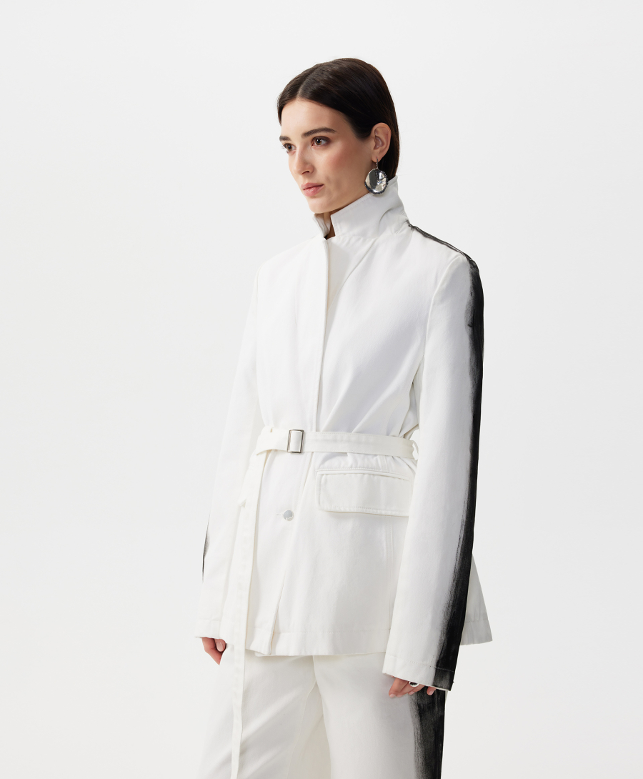 Пиджак джинсовый с принтом на рукавах GLVR, цвет: белый, 126G21GAC4809 купить онлайн