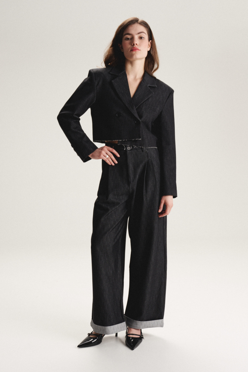 Брюки структурированные широкие SAGAS, цвет: серый, 250704 купить онлайн