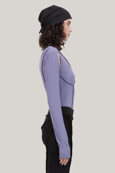 Боди с рельефами из модала в рубчик POST POST SCRIPTUM, цвет: фиолетовый, P_0209сиреневый купить онлайн