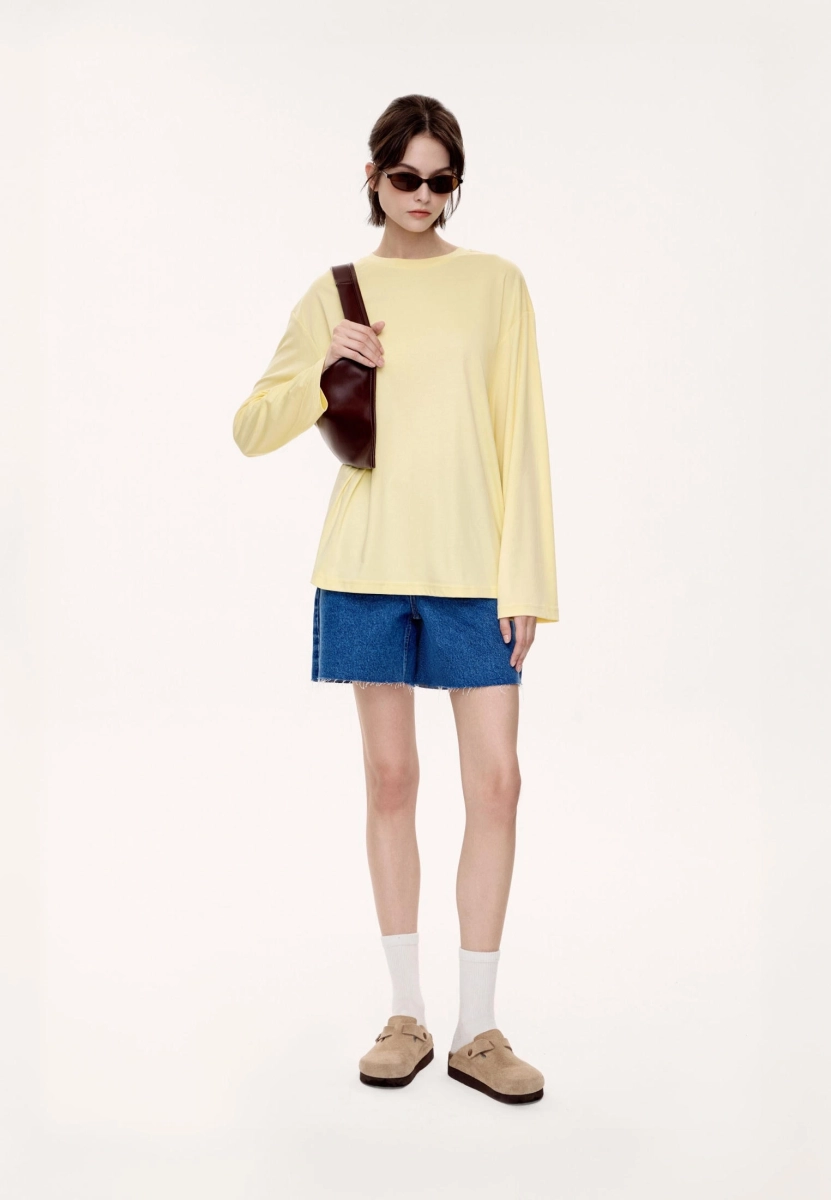 Женский лонгслив оверсайз MUTED, цвет: Желтый, 904194.WLSL0022_Yellow купить онлайн
