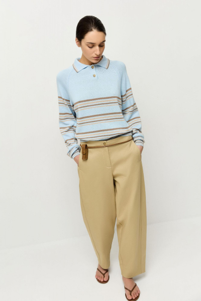 Поло в полоску из хлопка AROUND, цвет: голубой, 219_125CA01 купить онлайн