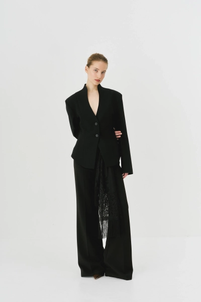 Жакет приталенный с рельефным воротником Ricoco, цвет: Черный, 7052/2 купить онлайн